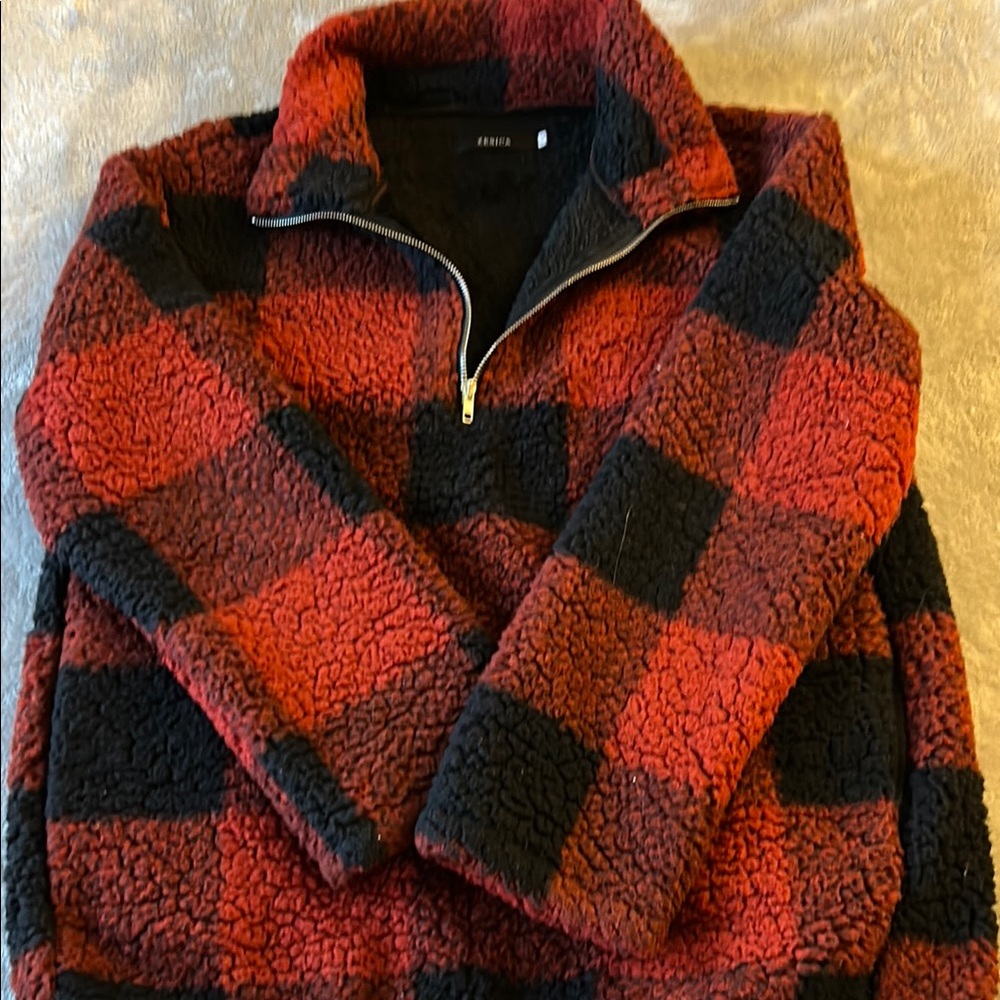 Cozy Red and Black Teddy Jacket